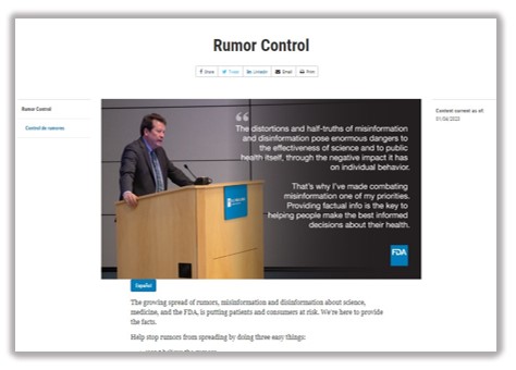 Visit FDA's Rumor Control